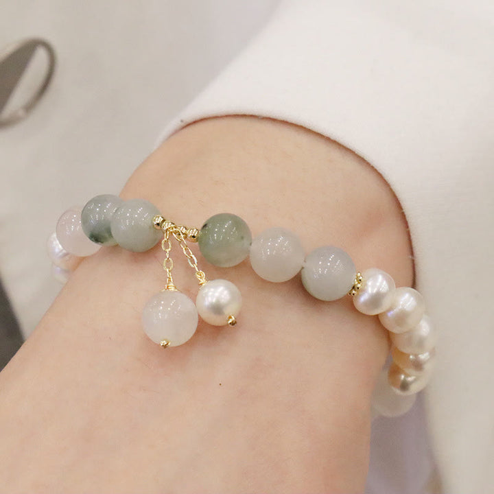Buddha Stones Natural Pearl Jade Healing Sincerity Bracelet - image 5