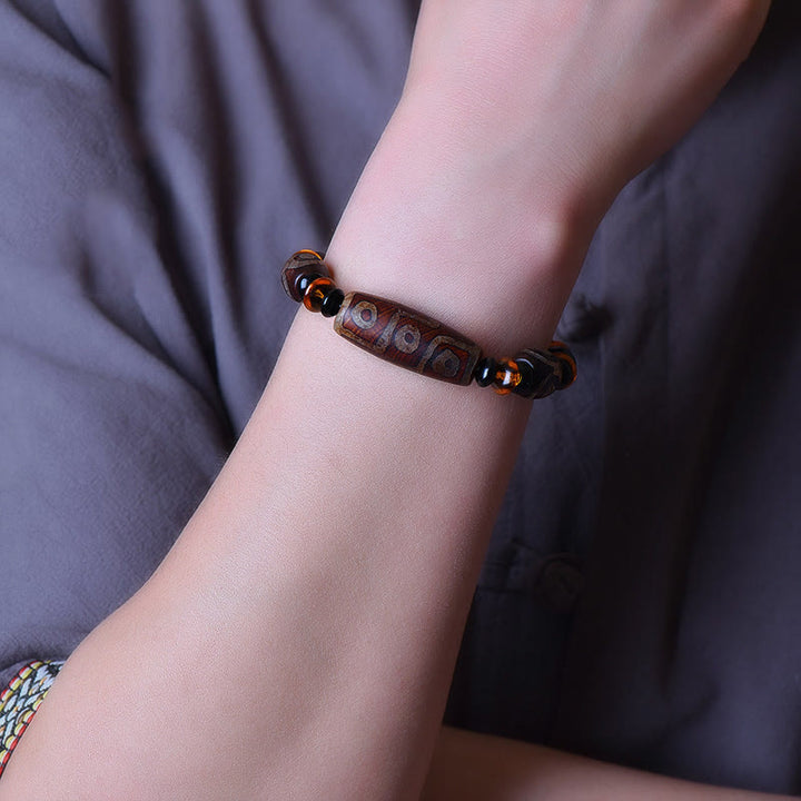 Buddha Stones Tibetan Retro Natural Nine-Eye Dzi Bead Blessings Bracelet - image 3