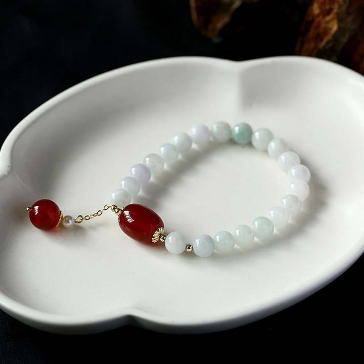 Buddha Stones Natural White Jade Agate Protection Bracelet - image 10