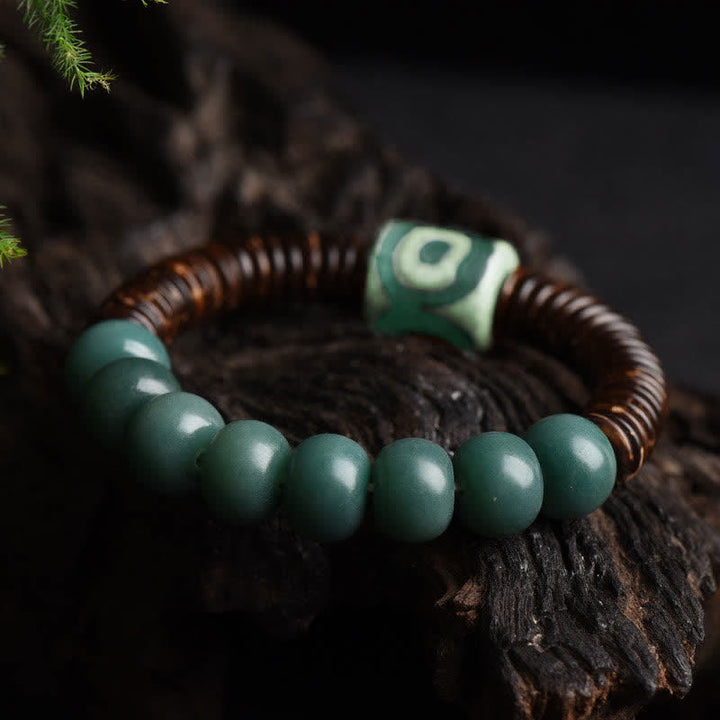 Tibetan Cyan Bodhi Seed Dzi Bead Coconut Shell Keep Away Evil Spirits Bracelet - image 4