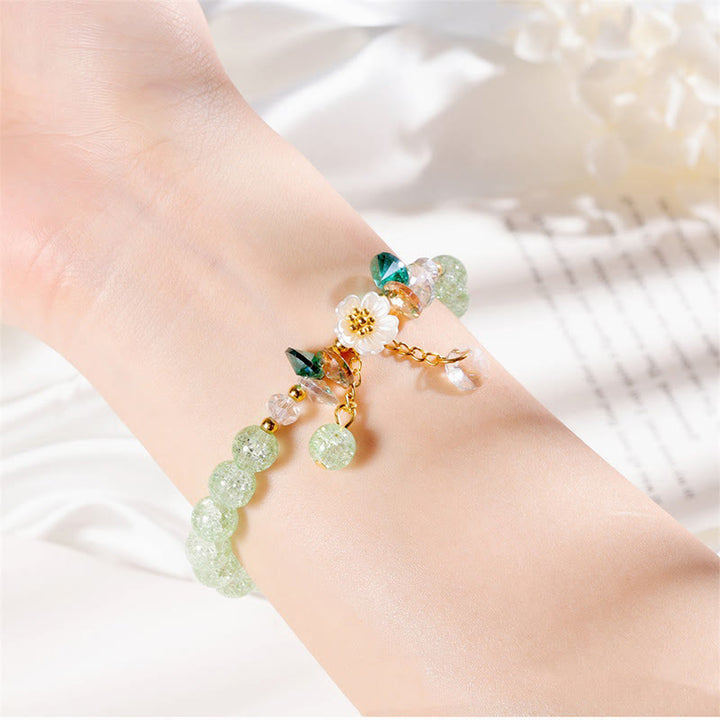 Buddha Stones Simple Design Flower Charm Glass Bead Bracelet - image 4