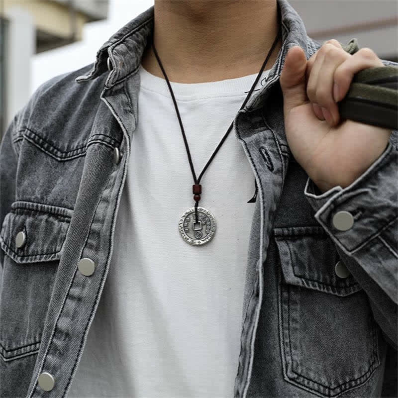 Buddha Stones Bagua Yin Yang Copper Coin Star Balance Energy Necklace Pendant - image 1