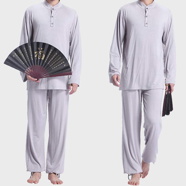 Buddha Stones Meditation Prayer Spiritual Zen Tai Chi Practice Yoga Clothing Men's Set - image 1