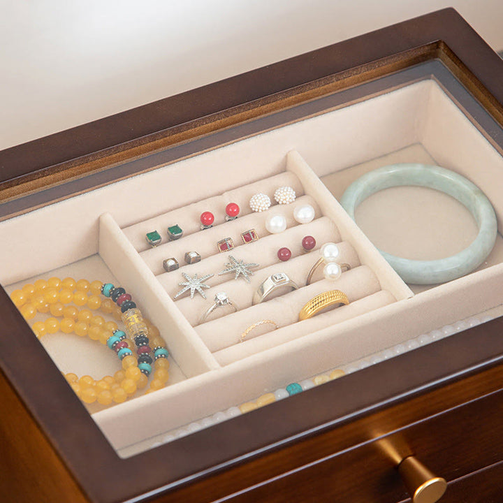 Buddha Stones Retro Solid Wood Jewelry Box Jewelry Storage Box With Drawer - image 10