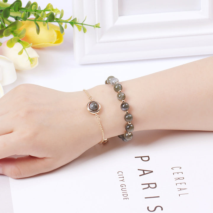 Buddha Stones Sun Stone Strawberry Quartz Crystal Positive Bracelet - Labradorite - image 26