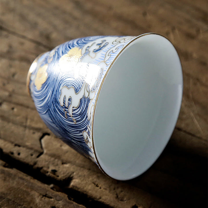 Buddha Stones Vintage Ocean Sea Waves Ceramic Teacup Tea Cups - image 6