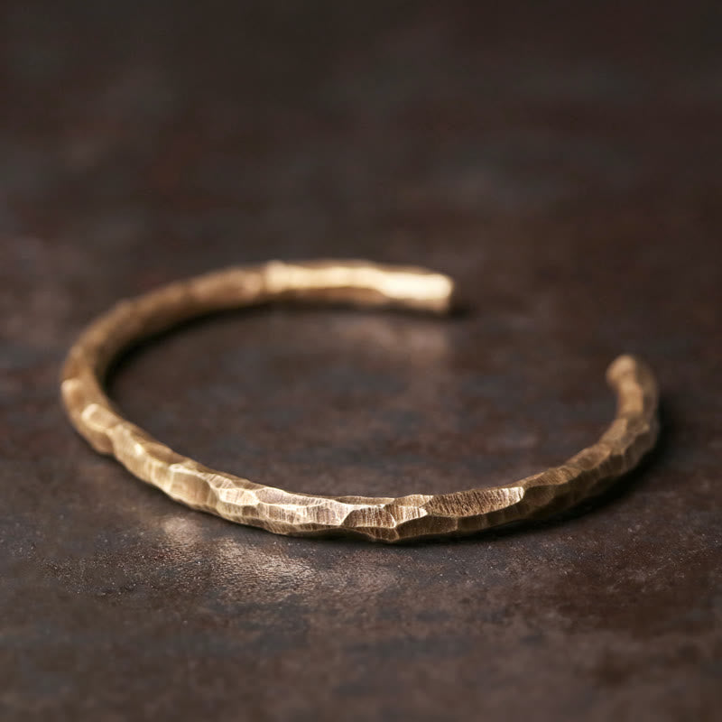 Buddha Stones Tibetan Bump Texture Copper Luck Cuff Bracelet Bangle - 63mm - image 0