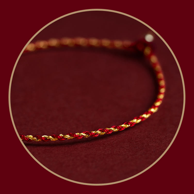 Buddha Stones 14K Gold Plated Handmade Red Gold Rope King Kong Knot Braided Luck Bracelet - image 8