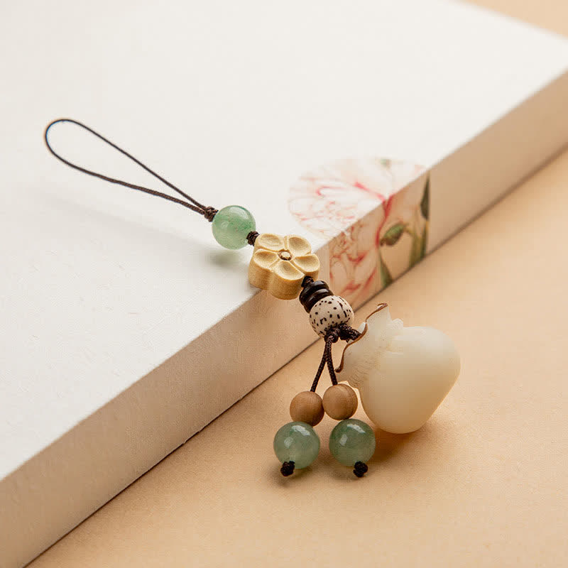 Buddha Stones Natural Bodhi Seed Money Bag Flower Blessing Prosperity Keychain - Thin String Money Bag - image 9