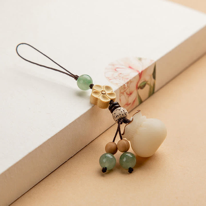 Buddha Stones Natural Bodhi Seed Money Bag Flower Blessing Prosperity Keychain - Thin String Money Bag - image 9