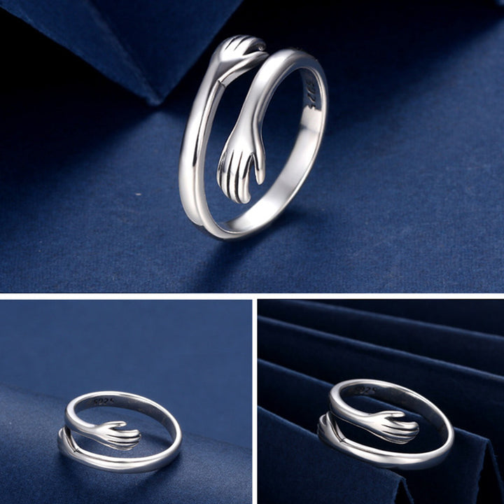 Buddha Stones 925 Sterling Silver Love Hug Thumb Ring - image 5