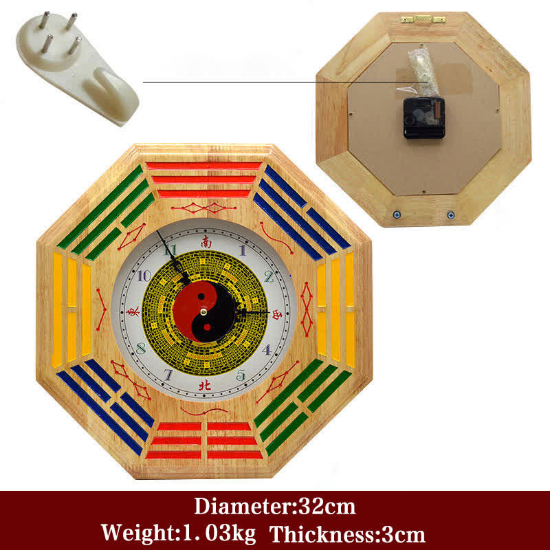 Feng Shui Bagua Map Balance Energy Map Wall Clock - Peach Wood Bagua Map&Wall Clock 32cm - image 13