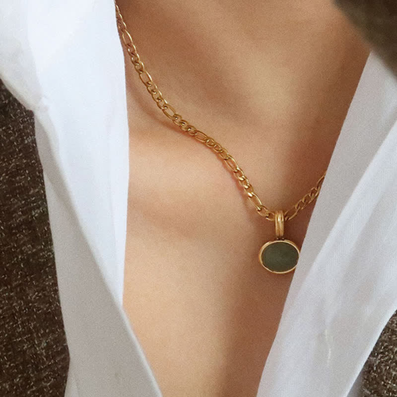 Oval Turquoise Strength Titanium Steel Necklace Pendant - image 5