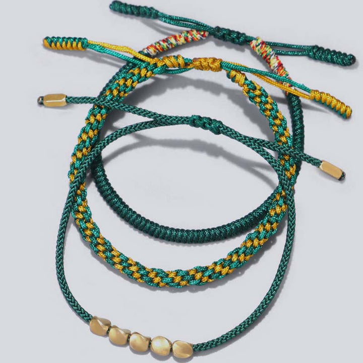 Buddha Stones 3 PCS Tibetan Copper Beads Healing Protection Luck Bracelet Set - image 11