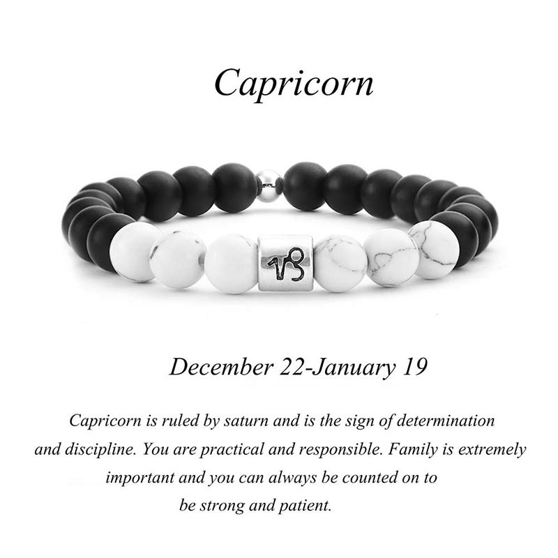 Buddha Stones 12 Constellations of the Zodiac Natural Frosted Stone White Turquoise Bead Fortune Bracelet - Capricorn - image 14