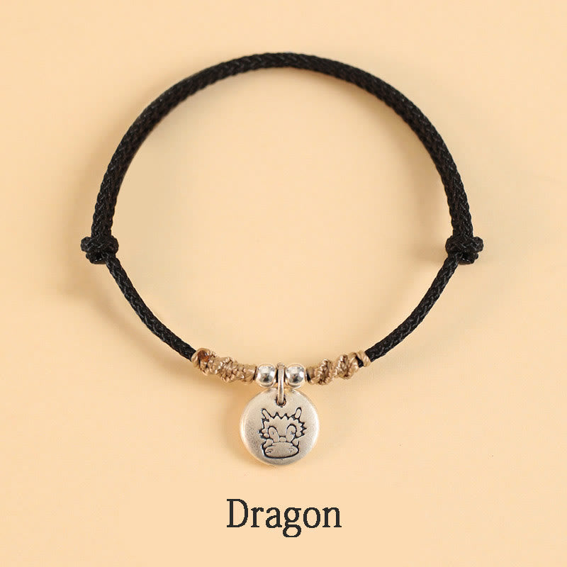 Buddha Stones Handmade 999 Sterling Silver Year of the Dragon Cute Chinese Zodiac Luck Braided Bracelet - Black Rope - Dragon(Wrist Circumference 14-17cm) - image 24