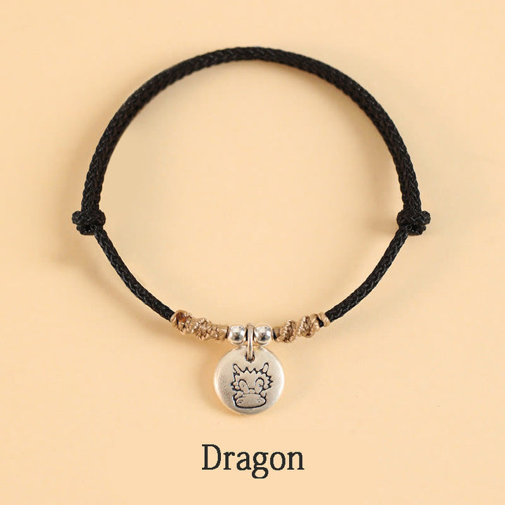 Buddha Stones Handmade 999 Sterling Silver Year of the Dragon Cute Chinese Zodiac Luck Braided Bracelet - Black Rope - Dragon(Wrist Circumference 14-17cm) - image 24