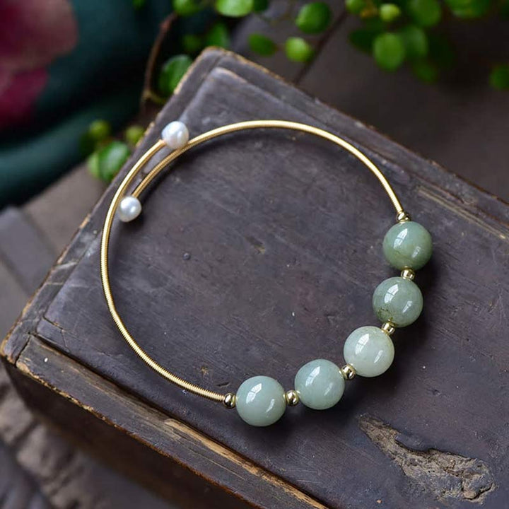 Buddha Stones Jade Abundance Luck Blessing Bracelet Bangle - image 3