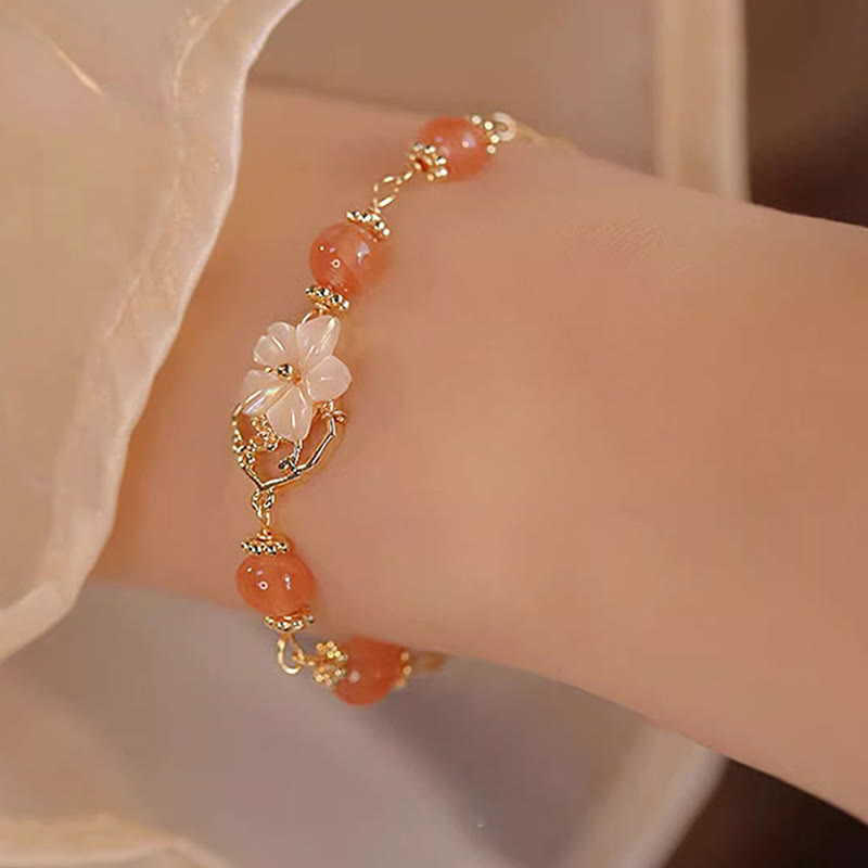 Buddha Stones Red Agate Tridacna Stone Flower Confidence Bracelet - image 6