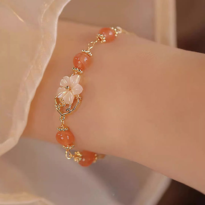 Buddha Stones Red Agate Tridacna Stone Flower Confidence Bracelet - image 6