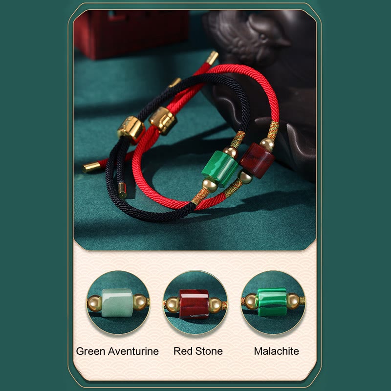 Buddha Stones Tibet Handmade Green Aventurine Red Stone Malachite Luck Protection Braided Rope Bracelet - image 18