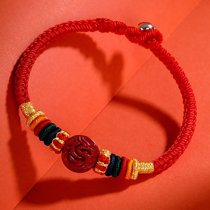 Buddha Stones Year of the Dragon 925 Sterling Silver Chinese Zodiac Cinnabar Auspicious Matches Blessing Bracelet - image 6