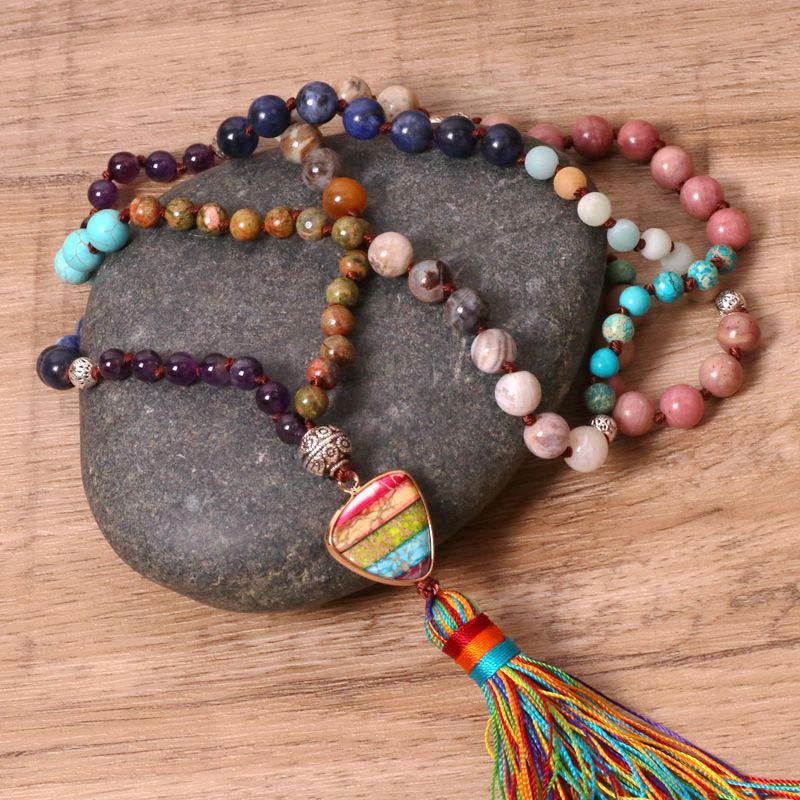 Tibetan Turquoise Lazurite Zebra Jasper Balance Necklace - image 2