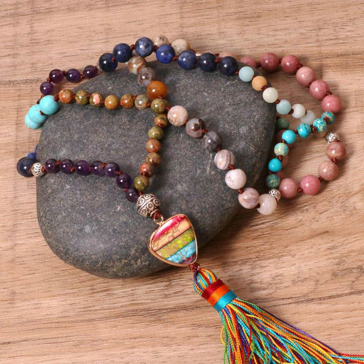 Tibetan Turquoise Lazurite Zebra Jasper Balance Necklace - image 2