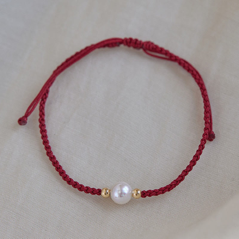Buddha Stones Natural Pearl Bead Luck Braid String Bracelet - image 4