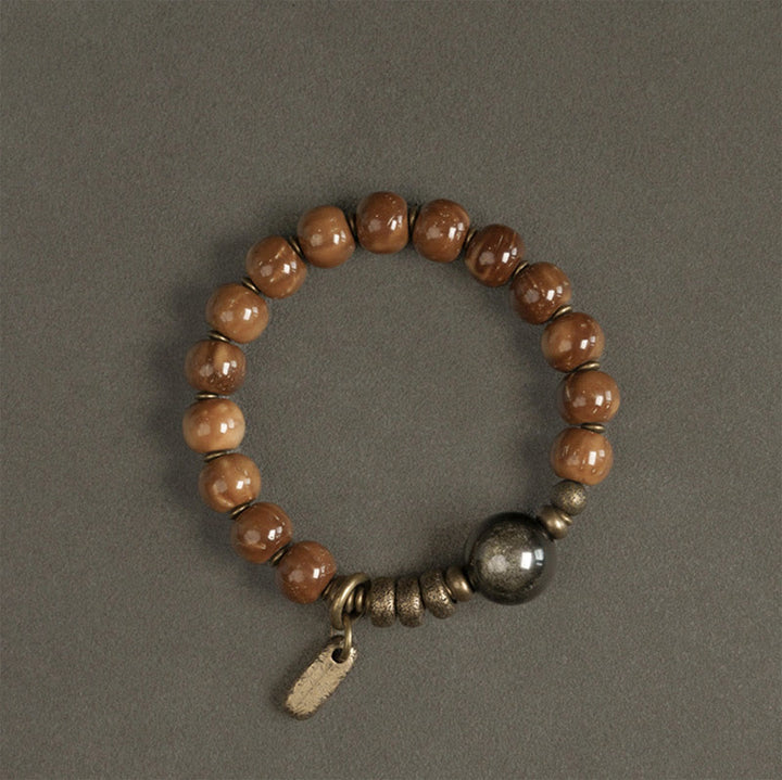 Buddha Stones Kuka Seed Tiger Eye Gold Sheen Obsidian Copper Wealth Luck Bracelet - image 9