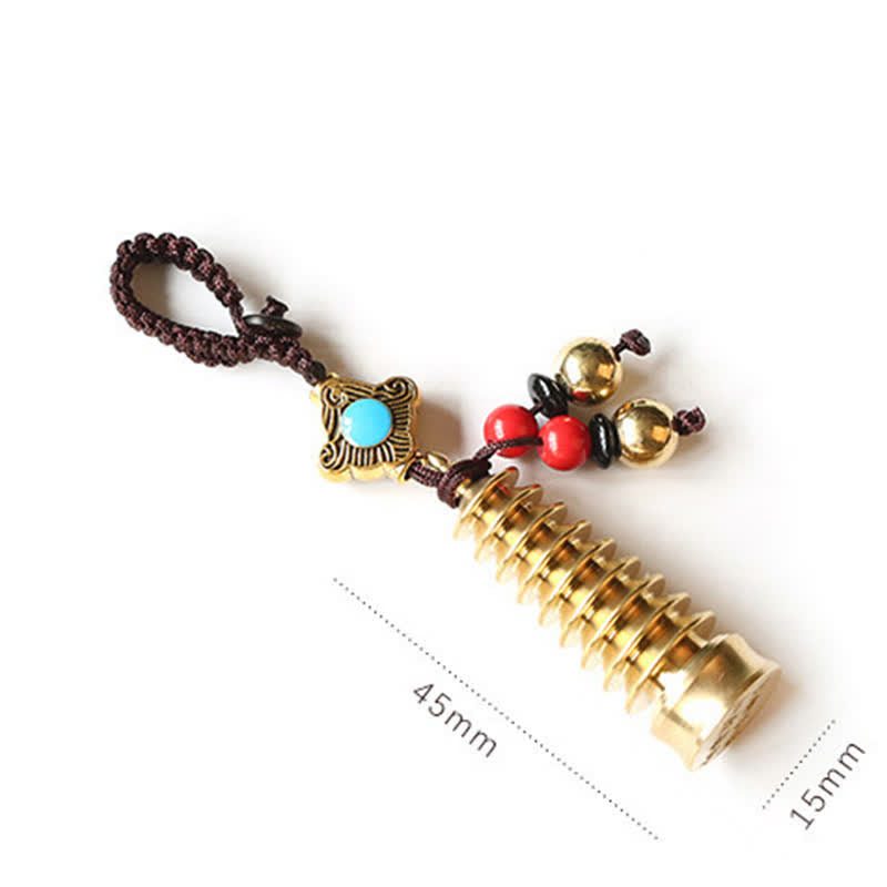 Feng Shui Yin Yang Bagua Wenchang Pen Pagoda Prayer Wheel Keychain - image 3