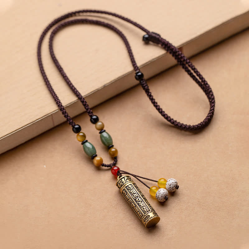 Buddhastoneshop Tibet Om Mani Padme Hum Agate Shurangama Sutra Protection Necklace Pendant - Copper&Bodhi Seed - image 10