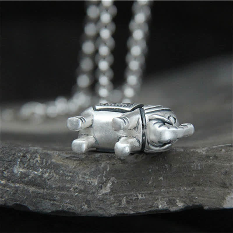 Buddha Stones 990 Sterling Silver Elephant Strength Necklace Pendant - image 6