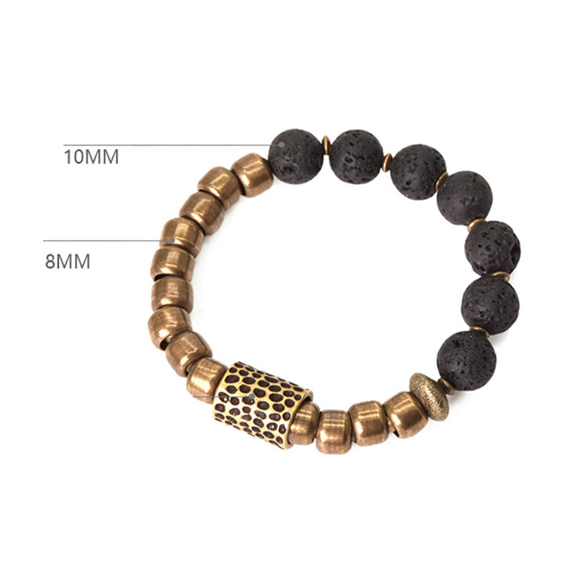 Buddha Stones Lava Rock Stone Rainbow Obsidian Copper Support Healing Bracelet - image 8