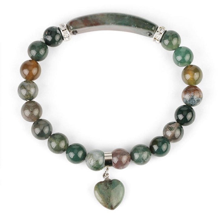 Buddha Stones Natural Quartz Love Heart Healing Beads Bracelet - Green Agate - image 9