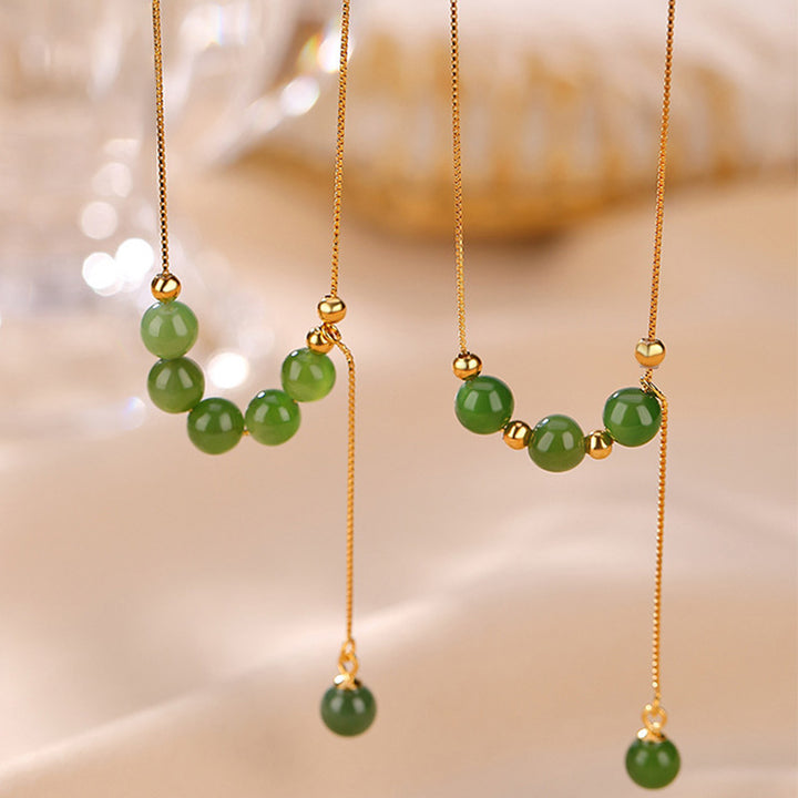 Buddha Stones 925 Sterling Silver Cyan Jade Beads Healing Necklace Pendant - image 10