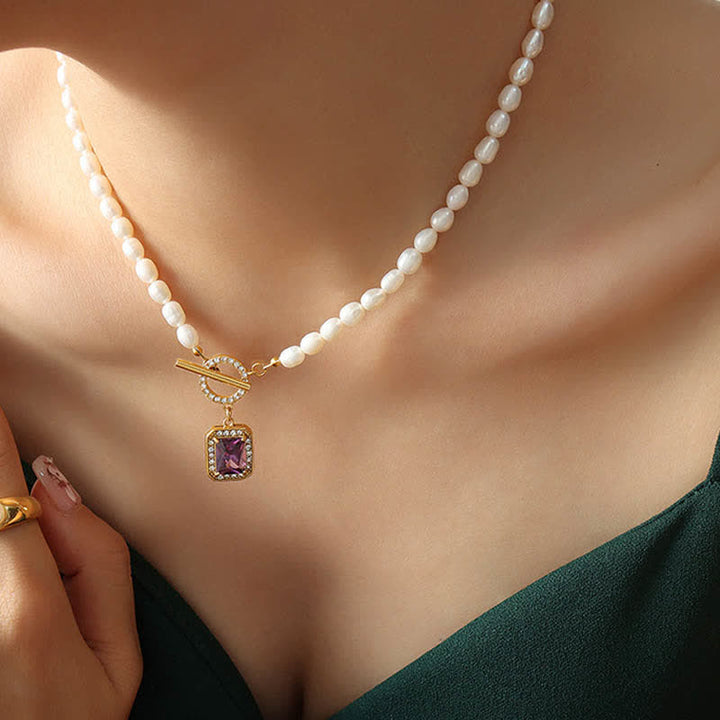 Pearl Zircon Wealth Charm Necklace Pendant - image 6