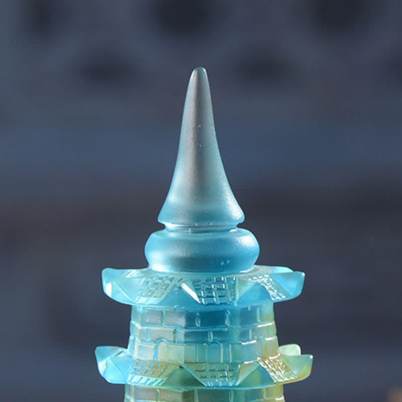 Feng Shui Wenchang Tower Handmade Liuli Crystal Pagoda Art Piece Luck Home Office Decoration - image 9
