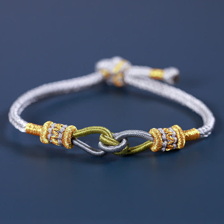 Buddha Stones Handmade Knotting Faith Strength Braid String Bracelet - Gray - 18cm - image 14