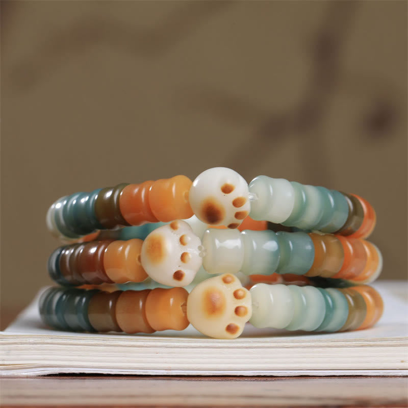 Buddha Stones Colorful Bodhi Seed Cat Paw Wisdom Bracelet - image 5