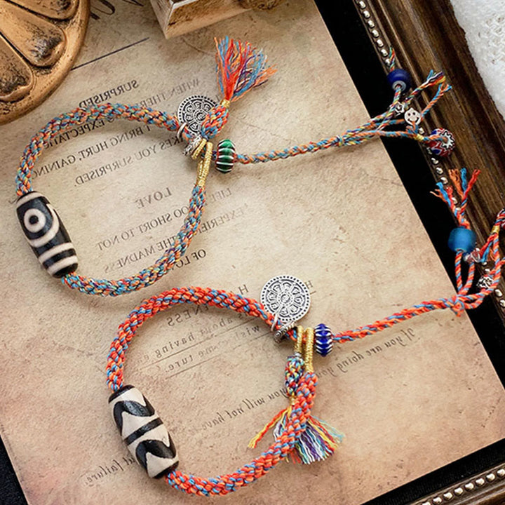 Buddha Stones Tibetan 925 Sterling Silver Om Mani Padme Hum Handmade Dzi Bead Protection Braid Bracelet - image 11