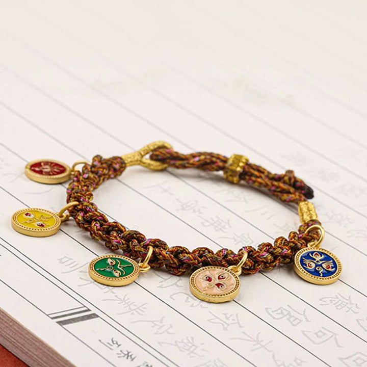 Buddha Stones Tibetan Five God Of Wealth Thangka Luck Braid String Bracelet - image 9