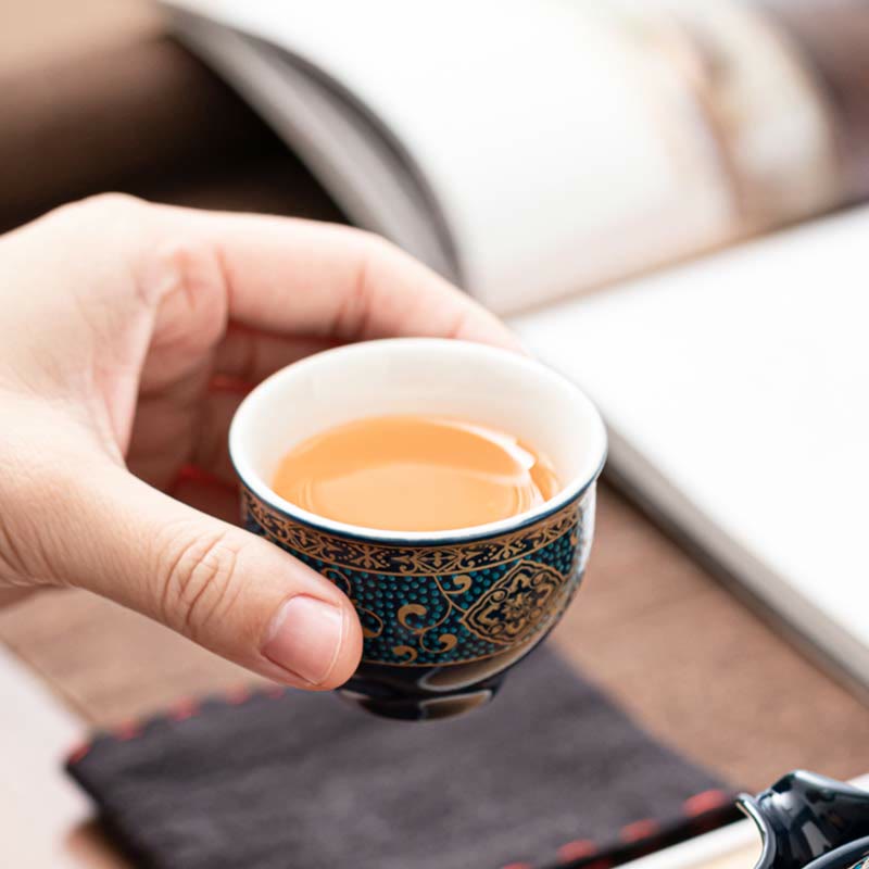 Buddha Stones Chinese Gongfu Tea Set Design Ceramic Teapot Portable Gift Bag - image 2