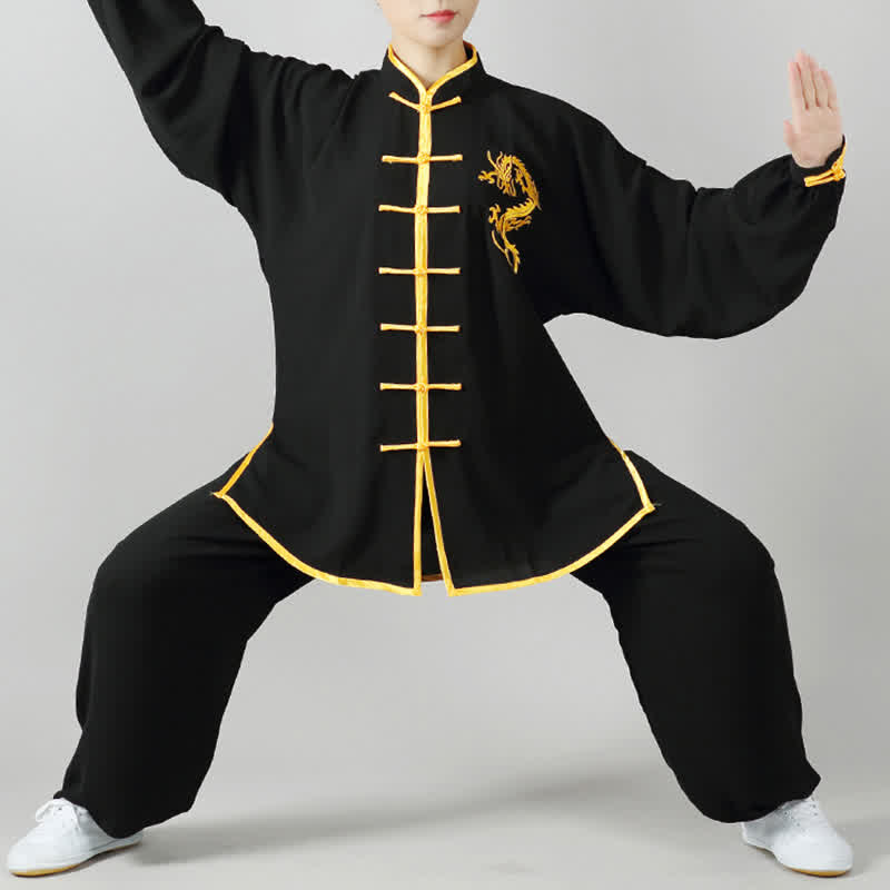 Buddha Stones Dragon Embroidered Qi Gong Zen Spiritual Practice Meditation Prayer Uniform Unisex Clothing Set - image 6