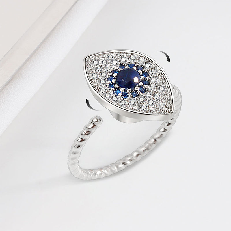 925 Sterling Silver Evil Eye Protection Blessing Rotatable Ring - Silver - image 0