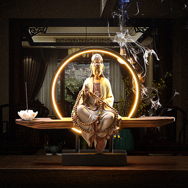 Buddha Stones Buddha Avalokitesvara Ceramic Lotus Relaxation Incense Burner Decoration - image 6