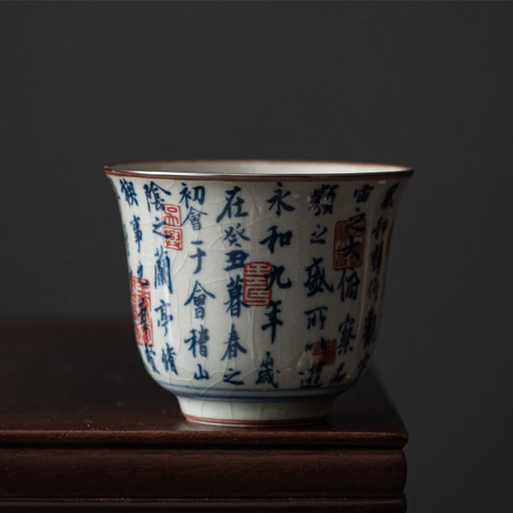 Buddha Stones Mountain Landscape Lotus Orchid Pavilion Gathering Ceramic Teacup Kung Fu Tea Cup - Orchid Pavilion Gathering - 7.8cm*6.4cm*130ml - image 17
