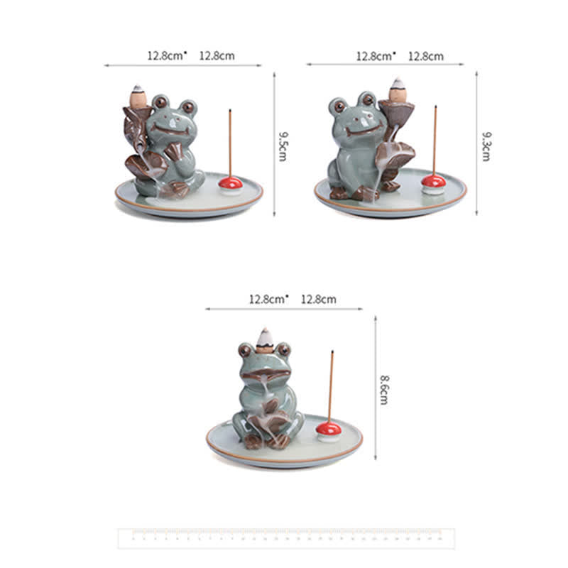 Meditation Frog Ceramic Lotus Healing Incense Burner - image 9