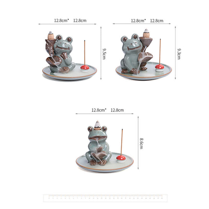 Meditation Frog Ceramic Lotus Healing Incense Burner - image 9