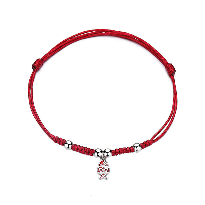 Buddha Stones 925 Sterling Silver Luck Koi Fish Wealth Handcrafted Braided Red Bracelet - image 7